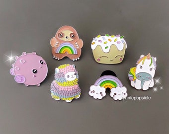 Kawaii pins, sloth pins, llama pins, unicorn pins, cute lapel pins, backpack pins, llama gifts, sloth gifts, unicorn gifts