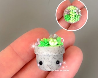 Kawaii suckulent stenträdgårdsberlock, suckulenta presenter, polymerleraberlocker, nyckelringssmycken smycken hänge halsband planerare stygnmarkör