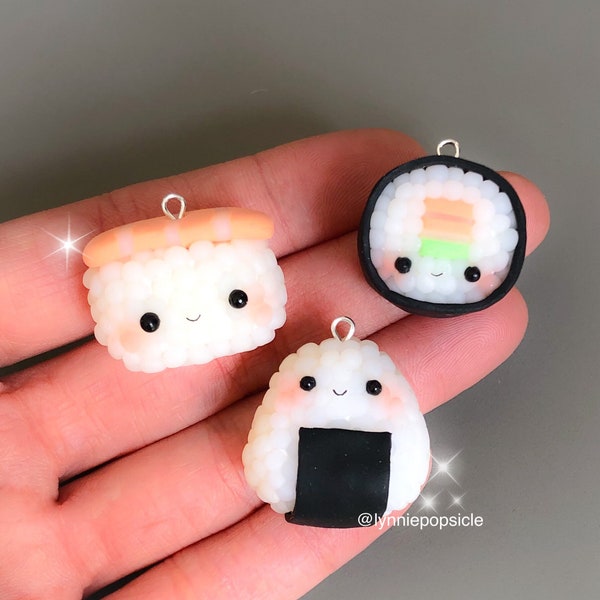 Kawaii-Sushi-Anhänger, Sushi- und Maki-Liebhaber, Sushi-Anhänger, Sushi-Geschenke, Polymer-Ton-Anhänger, Sushi-Schlüsselanhänger, Sushi-Stichmarkierer, Lebensmittelschmuck