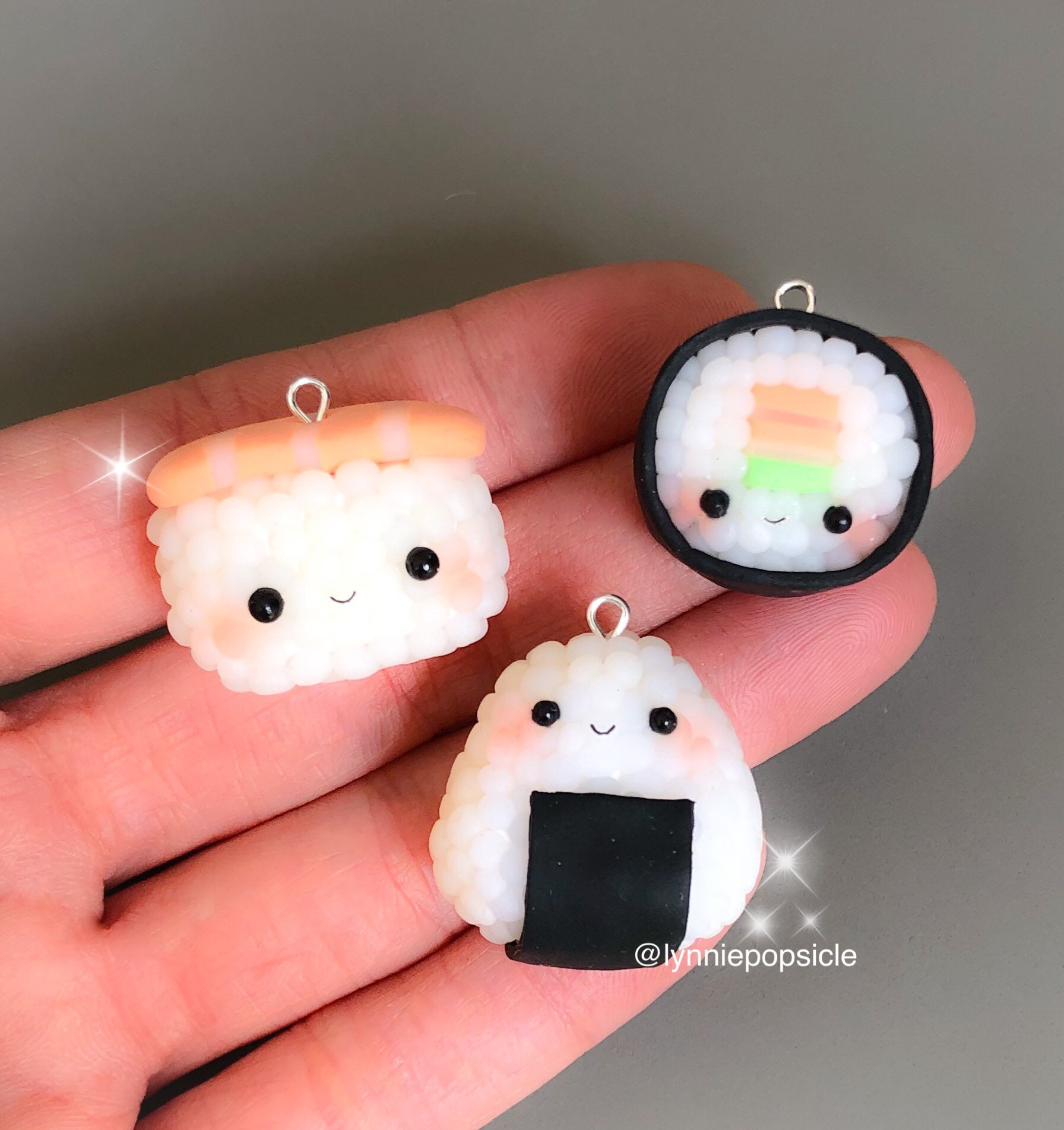 Kawaii Sushi Charms, Sushi and Maki Lover,sushi Charms, Sushi Gifts,  Polymer Clay Charms, Sushi Keychain, Sushi Stitch Marker,food Jewellery 