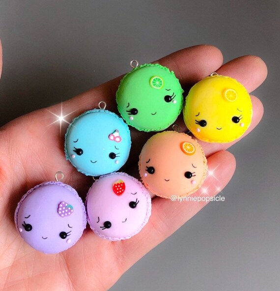 Polymer Clay Charms Keychain Charm Raspberry Sugar Macaron Charm Stitch Marker Necklace Charm Macaron Charm Progress Keeper