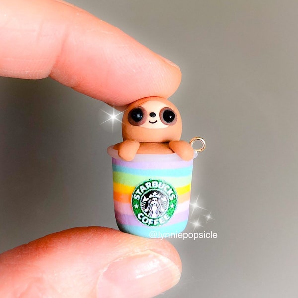 Animal in Starbucks cup, starbucks coffee charm, kawaii charms, starbucks charm, drinks charm, Polymer Clay Charms