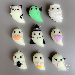 Halloween ghost charm, Kawaii ghost charm, polymer clay charms, Halloween charm, Polymer Clay Charms, glow in the dark, ghost charm, ghost