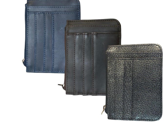 Slim Wallet Real Leather Zip Cardholder Purse Wallet, Packet Wallet