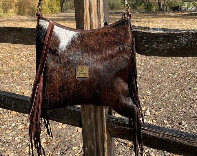 FAITH Southwestern Style CROSSBODY Bag with LEATHER and Fringe | | Tooled Leather | Lined | Large Size Purse