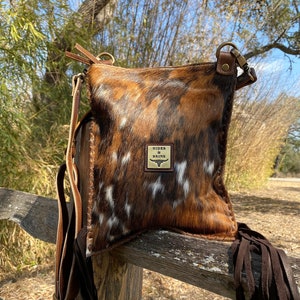 COWHIDE Cross Body Purse, Shoulder Bag, Leather Fringe-Lacey