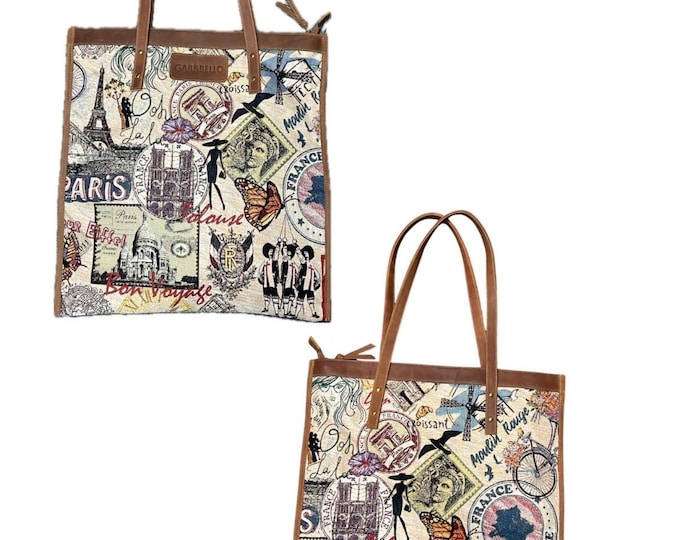 Eiffel Tower Canvas Tote Bag: Paris Print Shoulder Bag