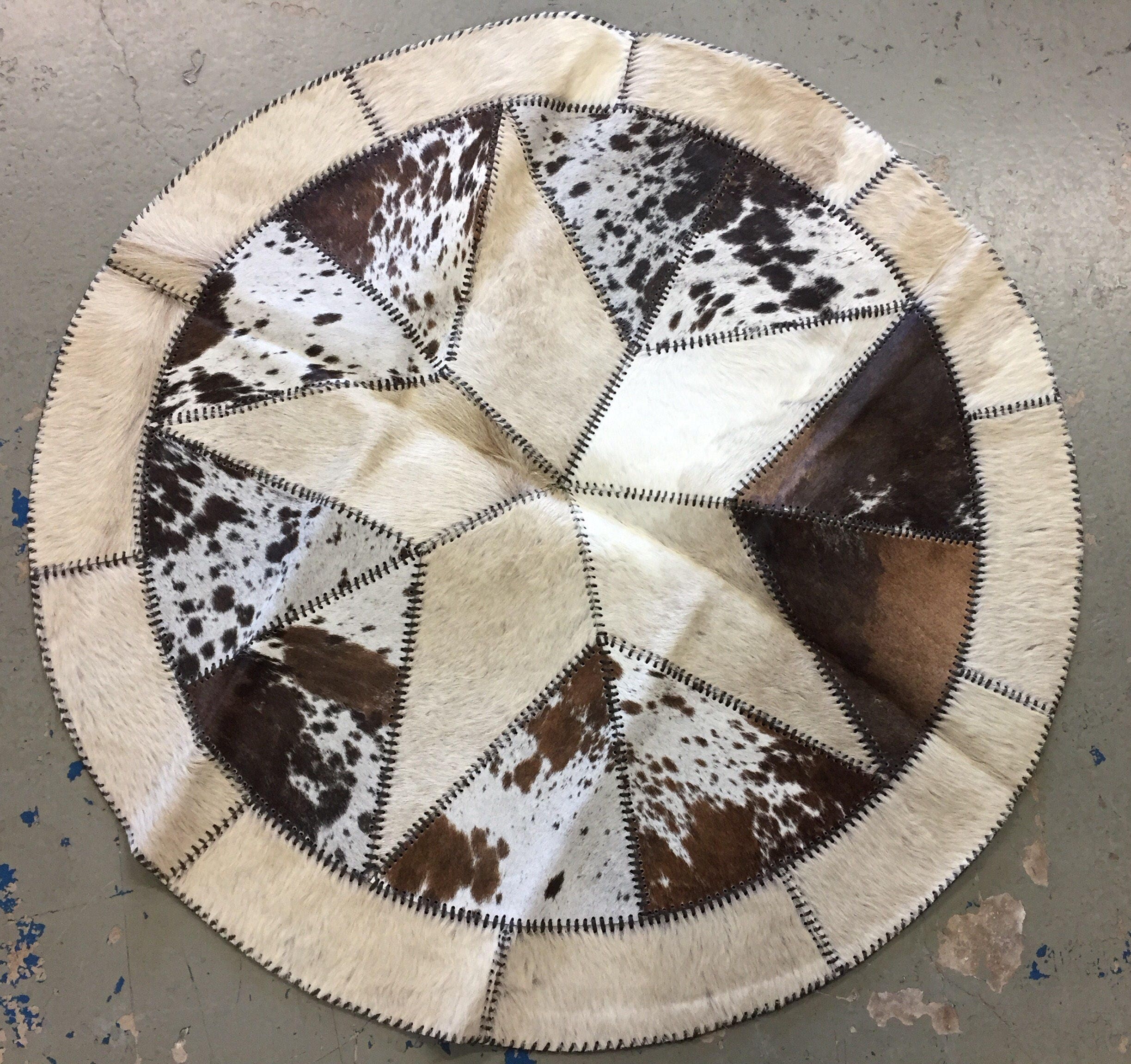 40 Inch Texas Star Cowhide Area Rug Handmade Patchwork FREE SHIPPING
