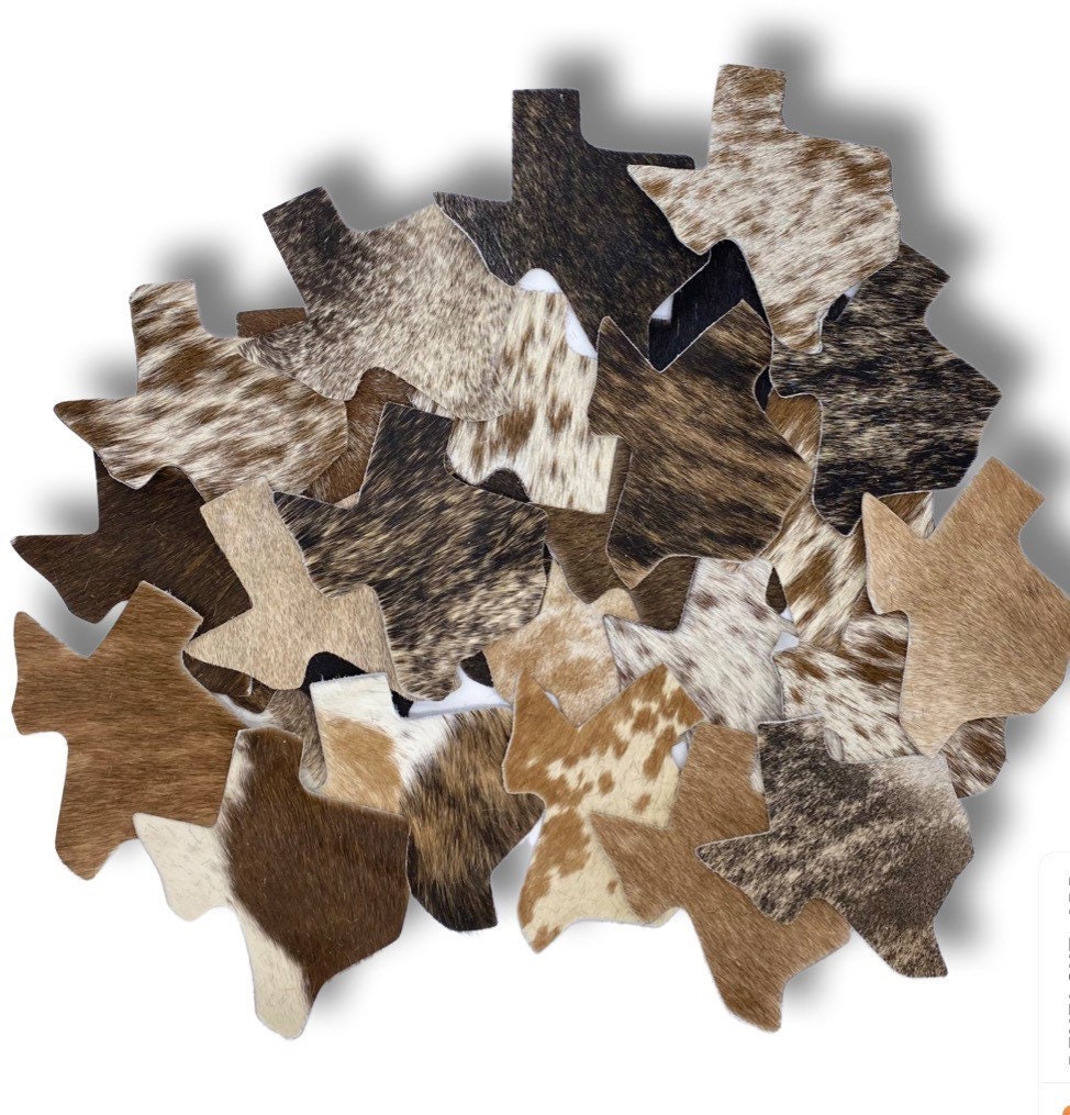 Genuine Cowhide Coasters: TEXAS MAP COWHIDE coaster Assorted Mix