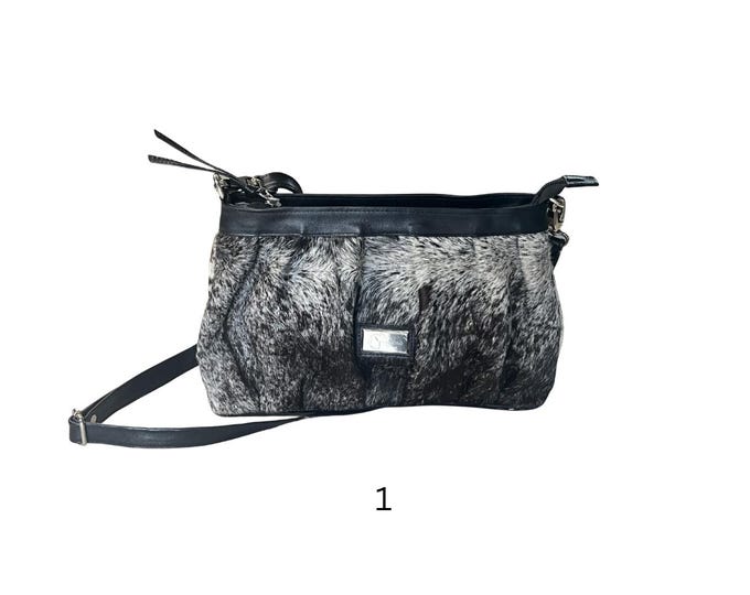 Crossbody Cowhide Purse – Textured Statement Handbag with Adjustable Strap
