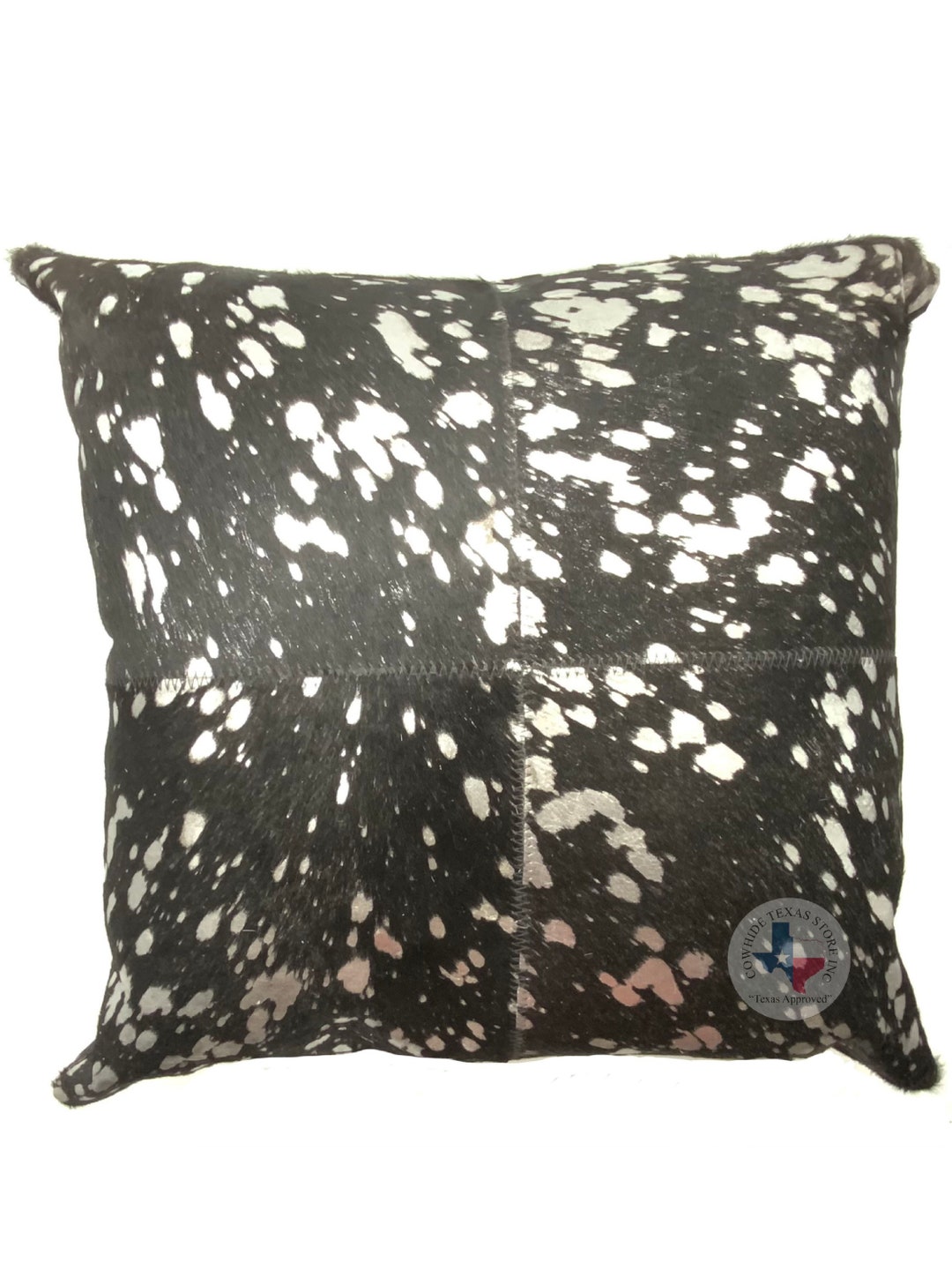 Black & Silver Metallic Cowhide Pillow Double Sided Cowhide Etsy