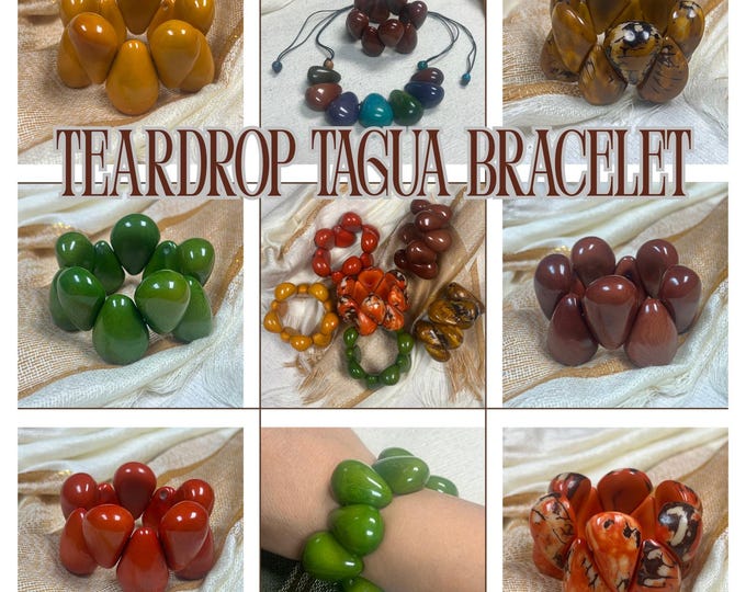 Handmade Tagua Nut Bracelet: Chunky Teardrop Beads, Eco-Friendly Jewelry