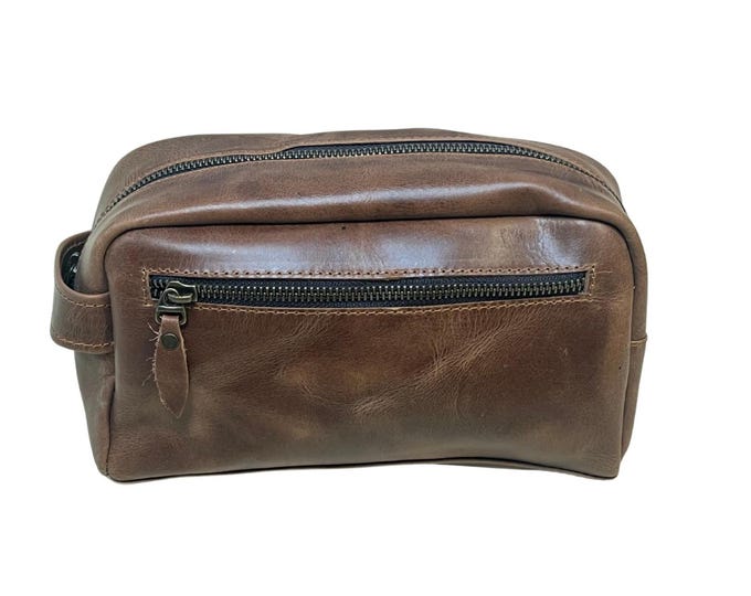 Premium Leather Dopp Kit- Men's Toiletry Bag, Gift for Him, Travel Bag, Men's Travel Bag, Grooming Gifts
