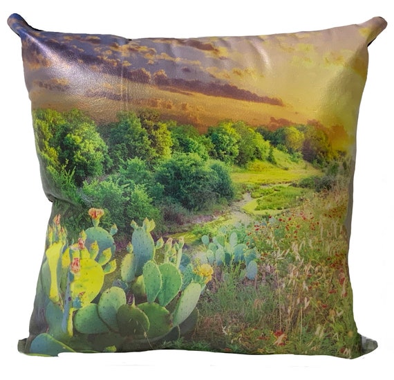 Sunrise over Texas | Leather Throw Pillow| Image Pillow | 18”x18”