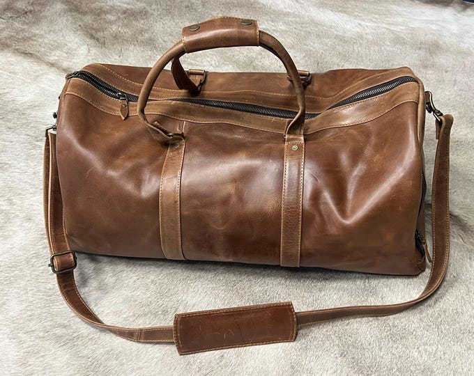 Genuine Leather Duffle Bag, High-quality Full Gain Leather Travel Bag, Timeless Durability and Style