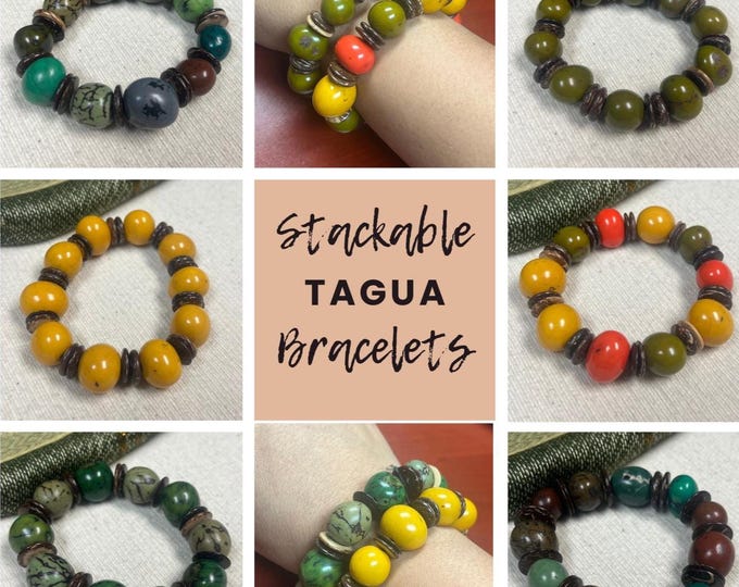 Handmade Tagua Nut Bracelet: Stackable Bracelets, Eco-Friendly Jewelry