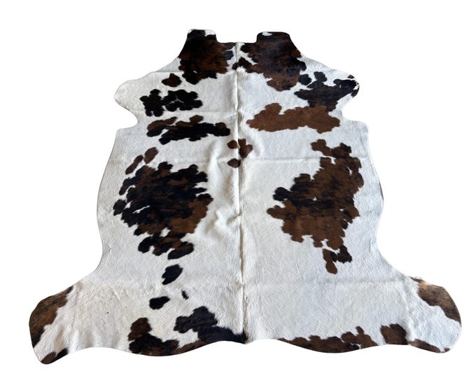 100% Genuine Cowhide Tri-Color Rug
