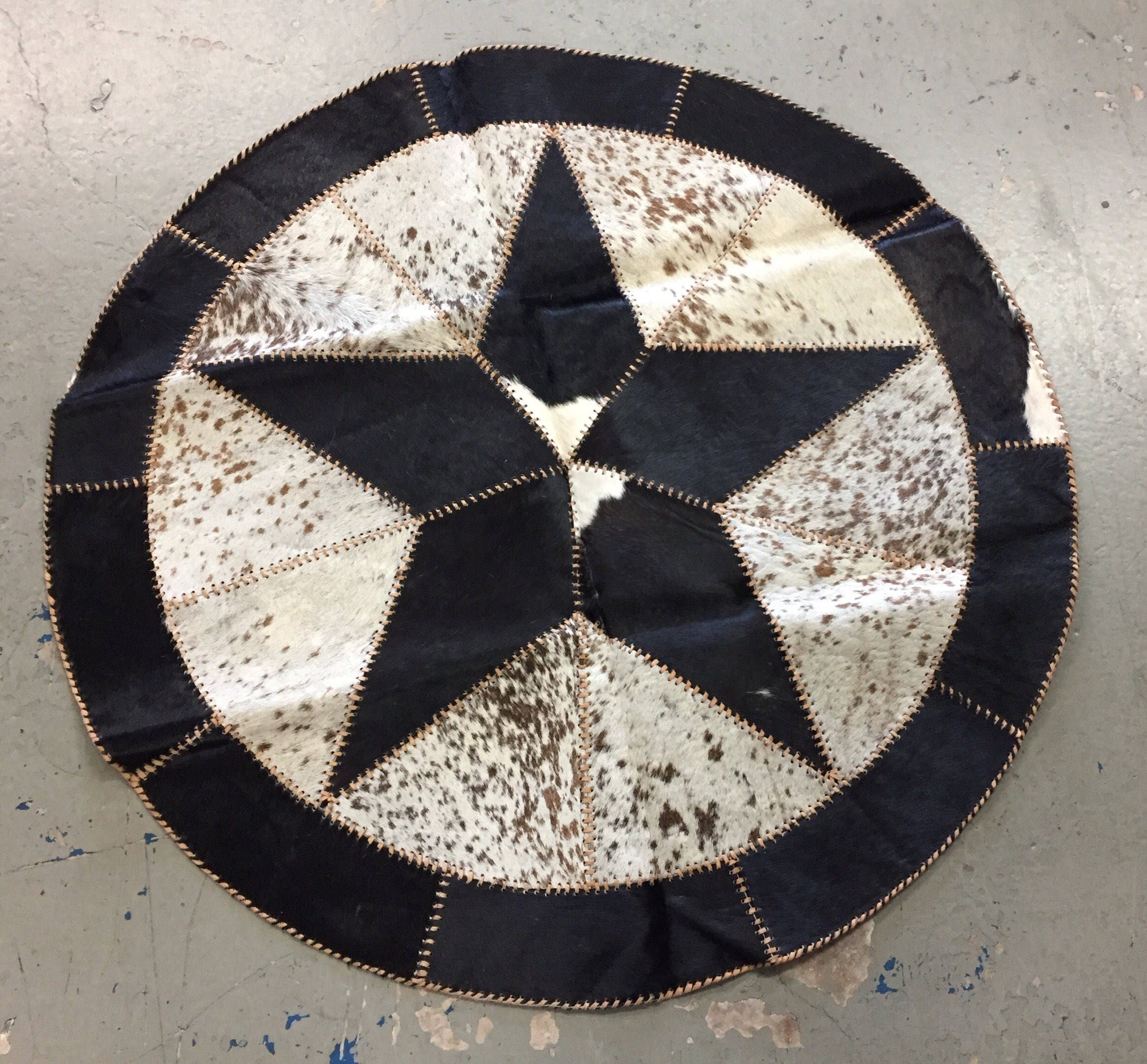 40 Inch Texas Star Cowhide Area Rug Handmade Patchwork FREE SHIPPING
