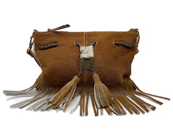 GERTIE Southwestern Style CROSSBODY PURSE Bag with Genuine Cowhide by H&S