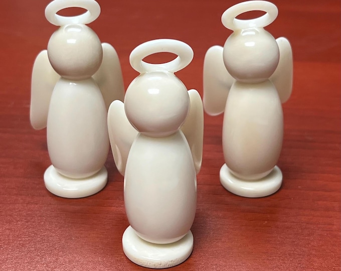 Hand Carved Tagua Nut Angel Figurine from Ecuador-  Angel Set of 3
