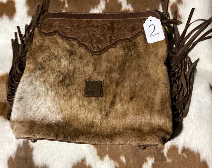 Cowhide  Crossbody Purse -WILLOW- Western -Tool Leather - Lined - Large Size Purse
