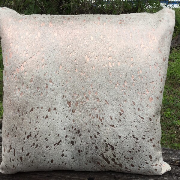 20" x 20" Copper Metallic Cowhide Pillow| Free Shipping