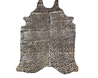 Brazilian Leopard and Metallic Gold Print Cowhide Rug (7ftx7ft)