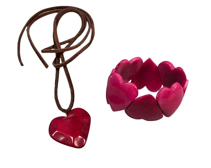 Tagua Heart Bracelet and Necklace Set – Eco Friendly Vegetable Ivory Jewelry