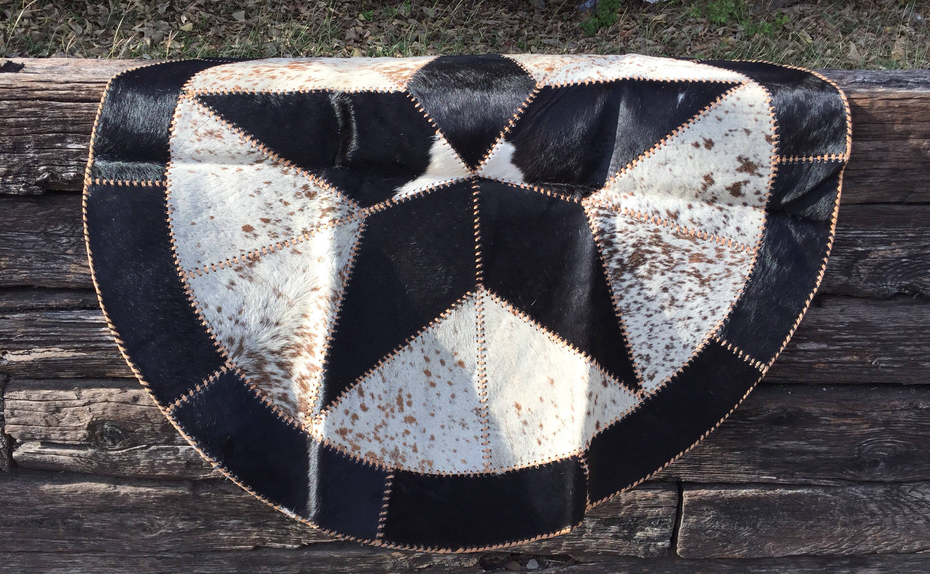 40 Inch Texas Star Cowhide Area Rug Handmade Patchwork FREE SHIPPING