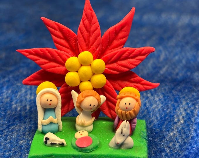 Miniature Polymer Clay Nativity Scene– Handmade Christmas Decor From Ecuador