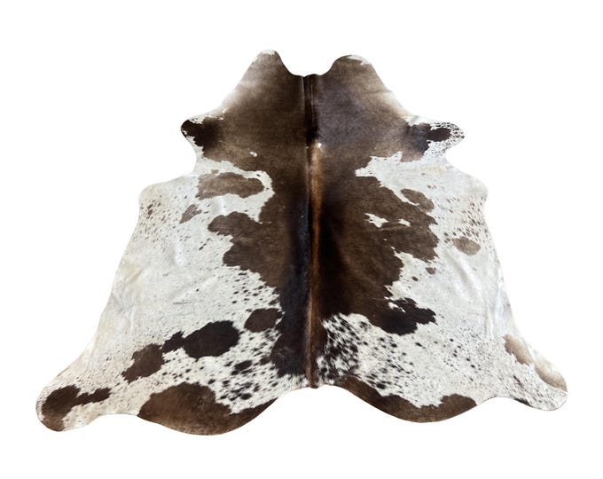 Brazil Longhorn Brown and White Cowhide, Premium Suede Backing (6-6.5ft)