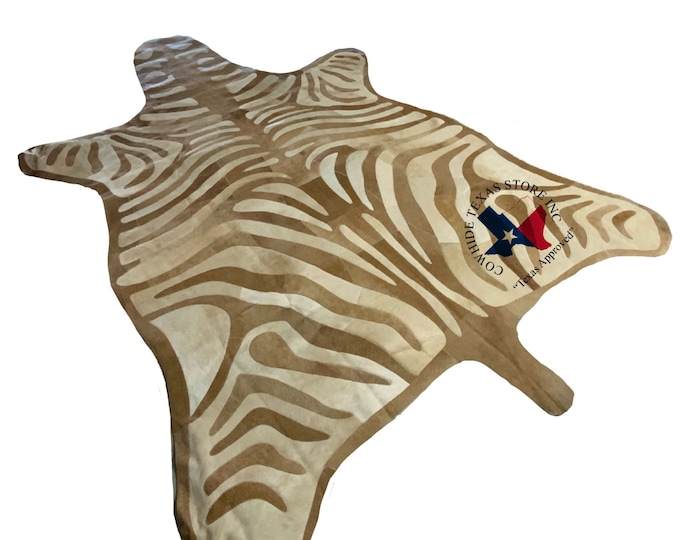 Brazilian Zebra Designer Cowhide Rug-  Cream - Actual Rug - FREE SHIPPING