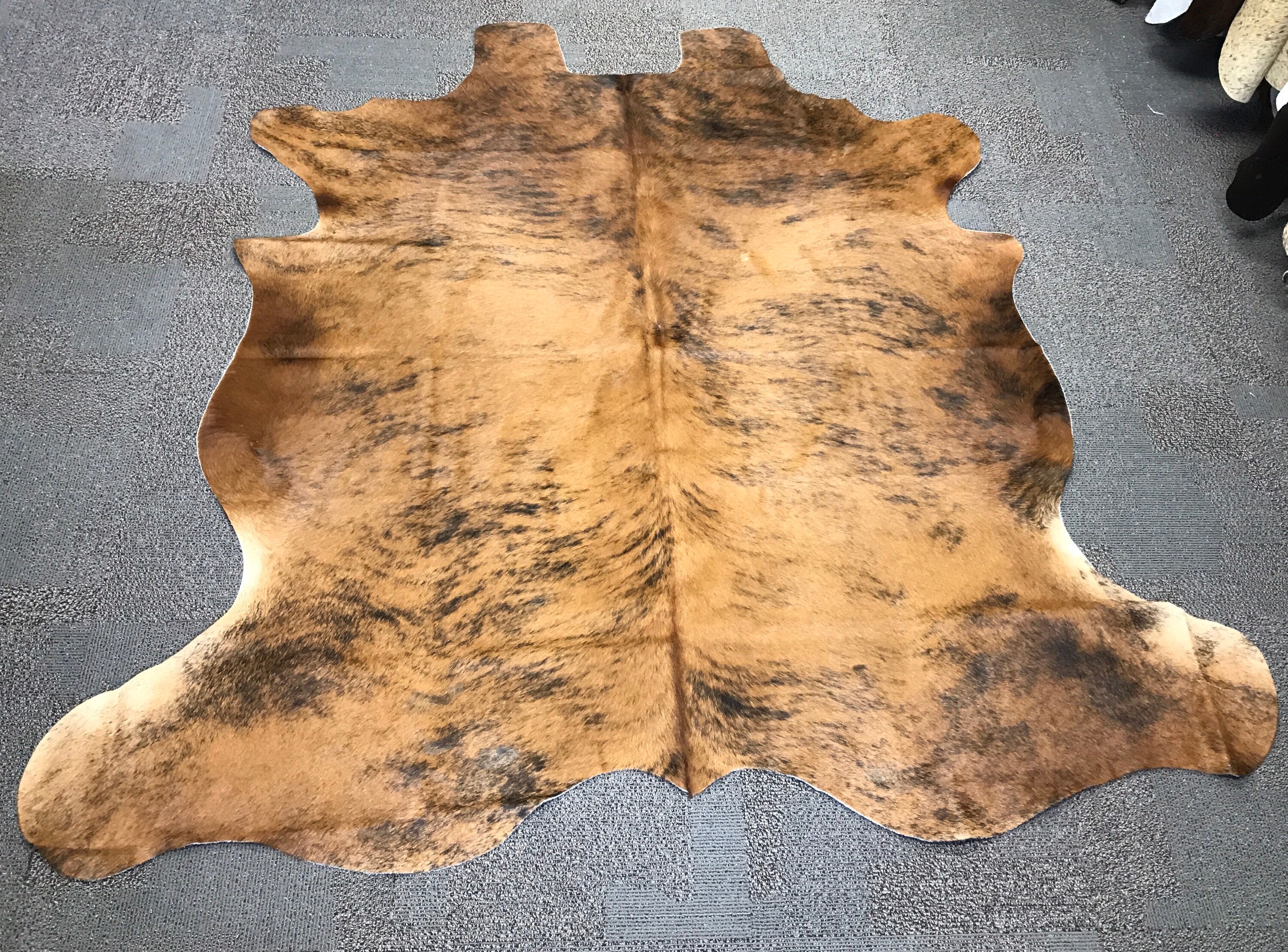 Colombian Brindle Cowhide Rug Size 6ft x 6.5ft Large by Cowhide Texas Store Inc. Actual Rug you