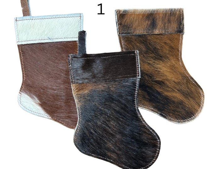 Rustic Cowhide Mini Christmas Stockings set of 3