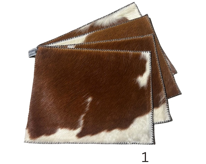 Stitched Cowhide Plain Placemats Set