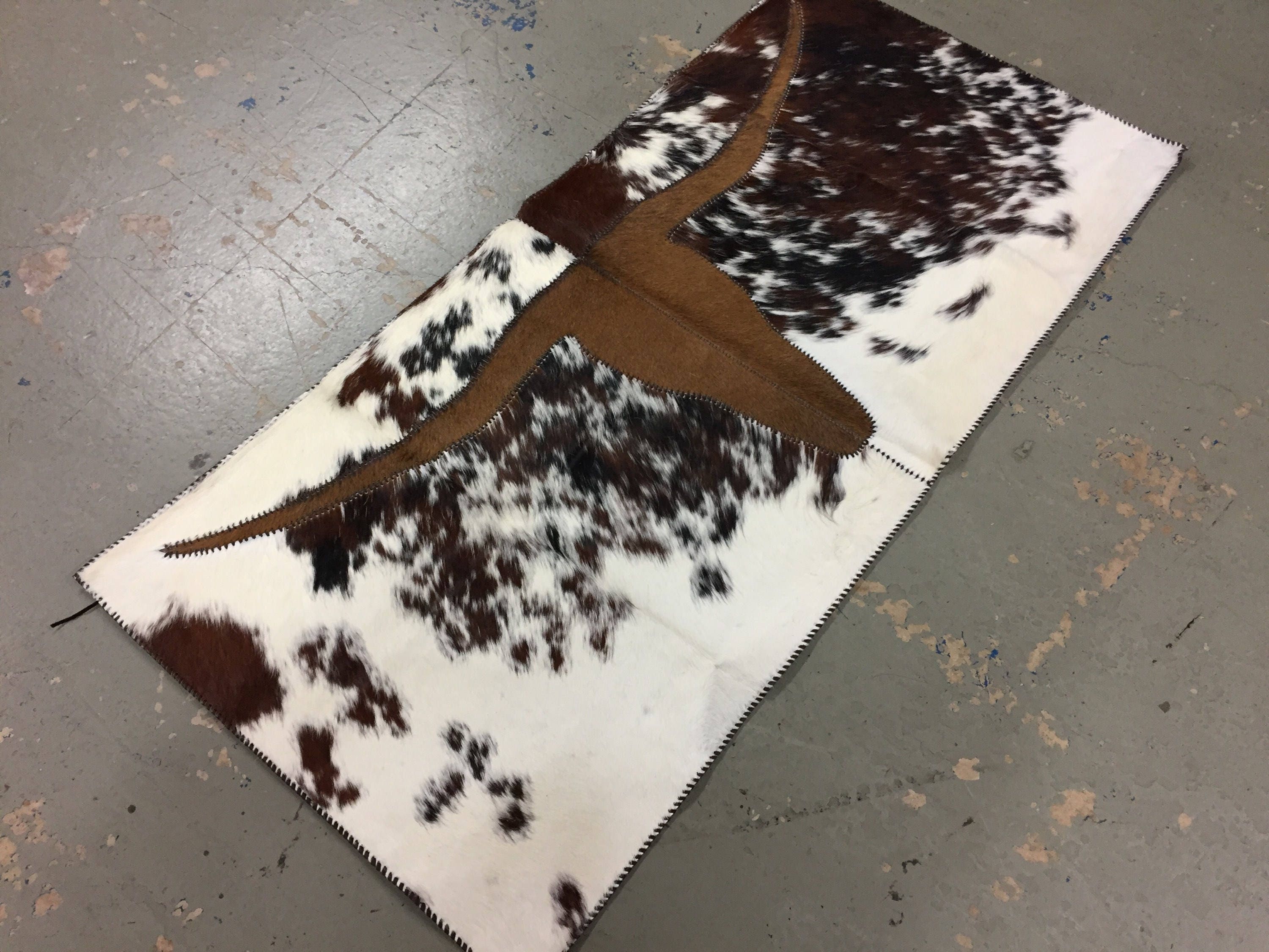 Longhorn Spotted Patchwork Floor Rug • Size 5ft x 2ft 5 • FREE SHIPPING
