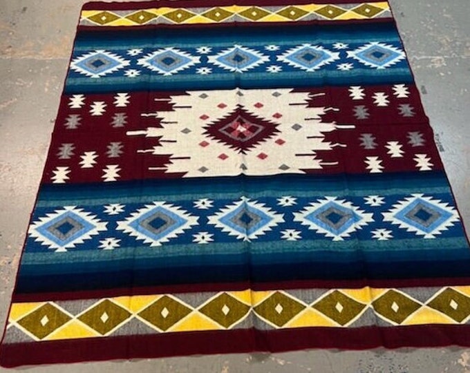 Alpaca QUEEN Blanket, Reversible, 88in x 76in, Very Soft, 50 Wool 30 Cotton, 20 Alpaca made in Ecuador, One of a Kind