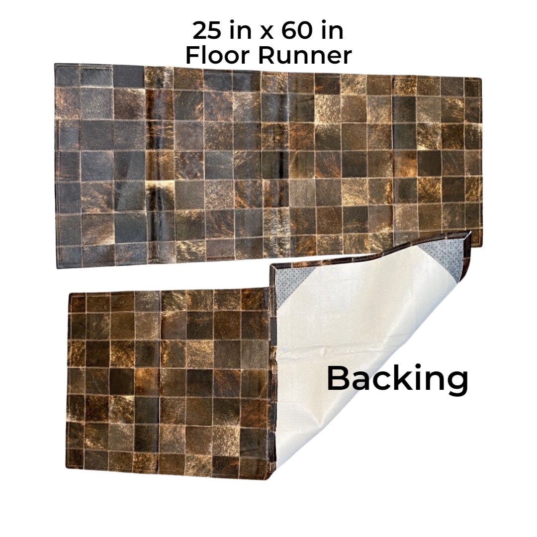 Cowhide Patchwork Runner Rug: Brazilian Leather, 20in X 60in - Etsy