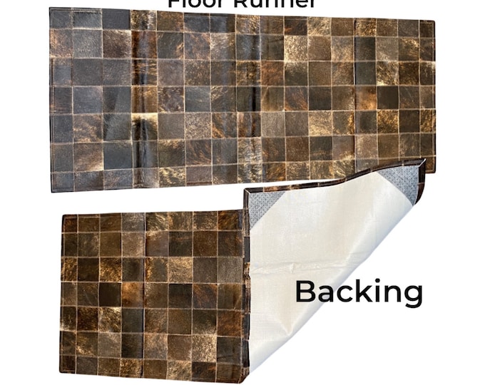 Cowhide Patchwork Floor Rug- Made in Brazil- 20in x 60in - Rectangular Rug- Patchwork Runner