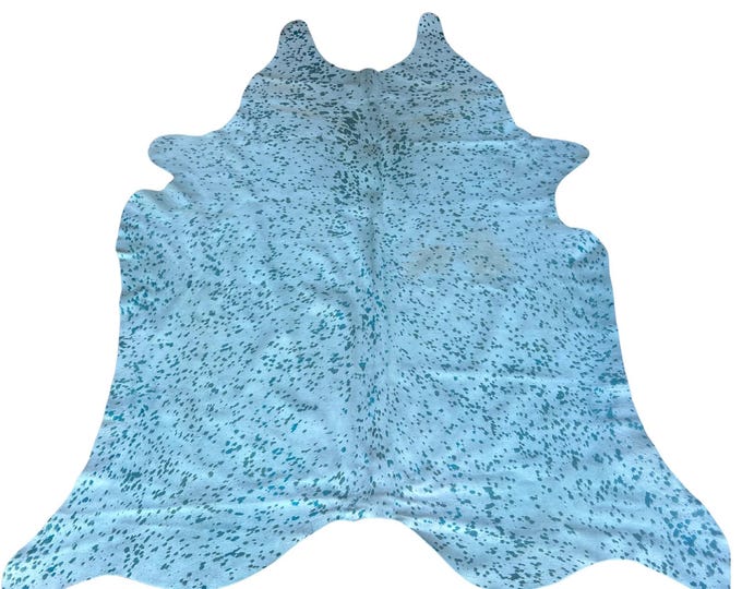 Brazil Turquoise Cowhide Rug | Blue Cowhide | Dyed Rug | Modern Accent Unique Natural Hide