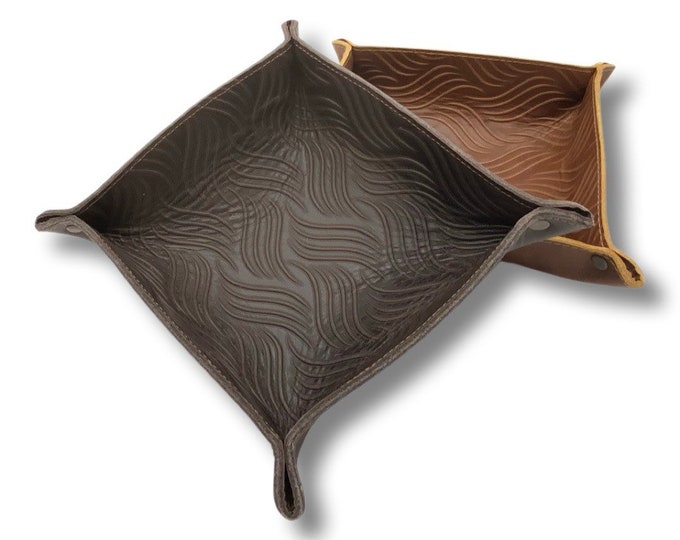 LEATHER Pattern Catchall Tray, Organizer, Desk Organizer, Office Gift, Leather Dish, Jewelry Tray