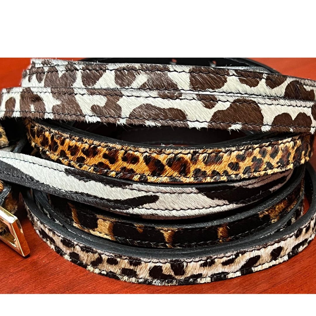 Cowhide Animal Print Belt: Genuine Hair-on Leather, Boho  display picture 2