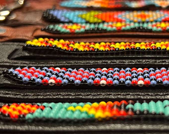 Handmade Beaded Leather Bracelets from Ecuador – Colorful Boho Tribal Wristbands, Adjustable Unisex Cuff, Andean Indigenous Art