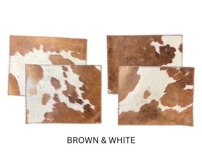 Stitched Cowhide Placemats (Sold in a Set of 4) 14"x 19"