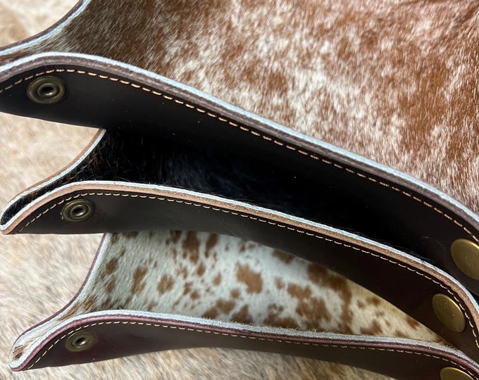 BLACK FRIDAY DEAL!!!!! Cowhide Leather Catchall Tray, Desk Organizer, Jewelry Dish