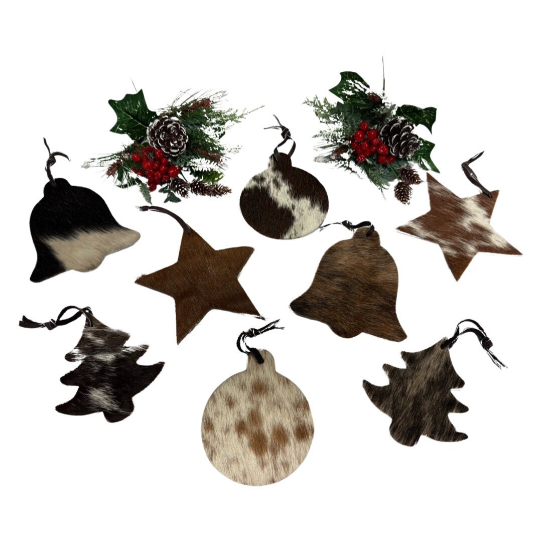 Cowhide Christmas Ornaments Both Sides With Cowhide Etsy