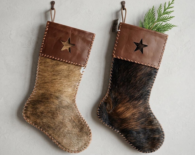 Cowhide Christmas Stocking