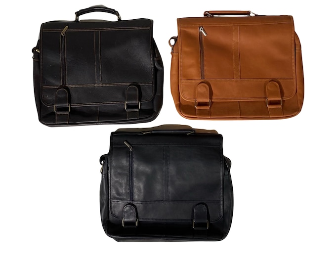 Leather Laptop Briefcase with Strap, LEATHER Briefcase, School bag, Sholder Bag, Women and Men's Laptop Bag, Satchel Bag