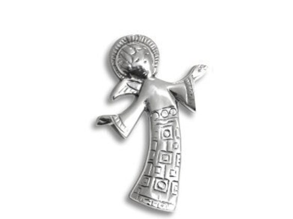 Pewter 6-inch Angel with Halo/ Pewter Spiritual| Religion Home Decor| Ecuadorian Pewter | P-RE3