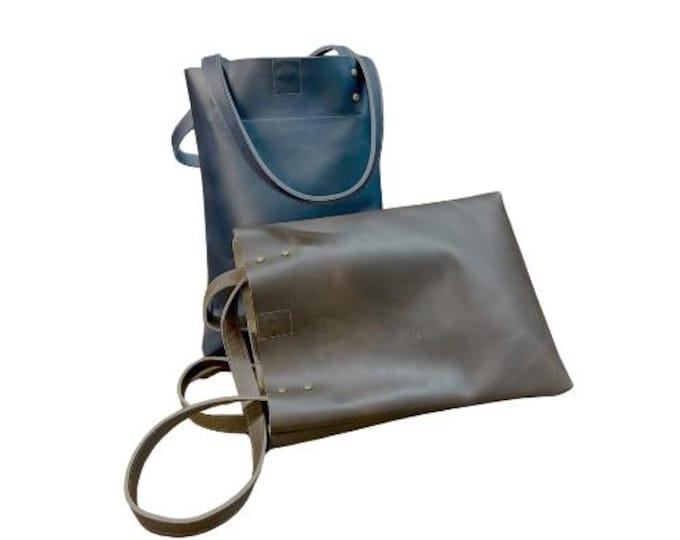 Leather Tote Bag, Vertical Handbag, Leather Purse, Shopper bag